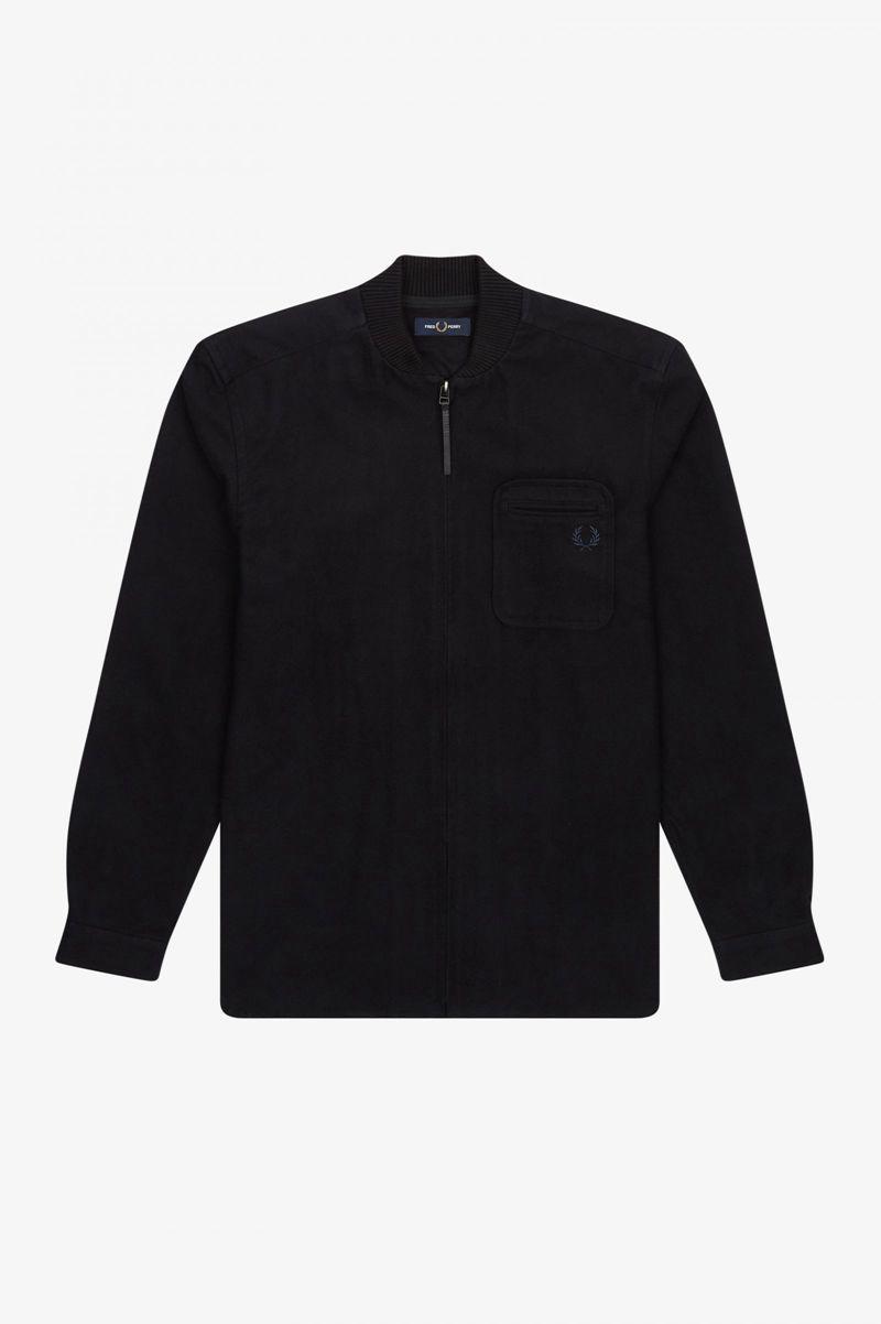 Black Fred Perry Zip-Through Flannel Men's Shirts | PH 1551NWYB